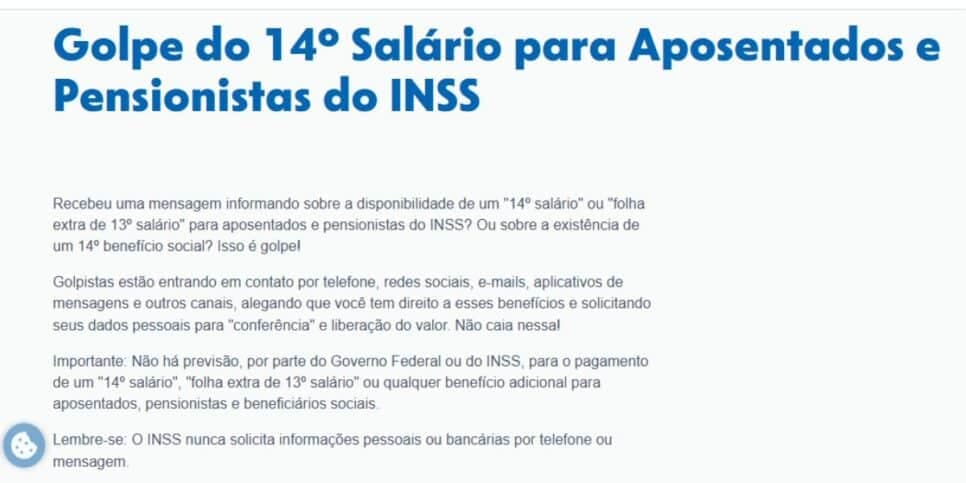 Comunicado da Caixa sobre o golpe do 14° salário (Reprodução: Caixa)