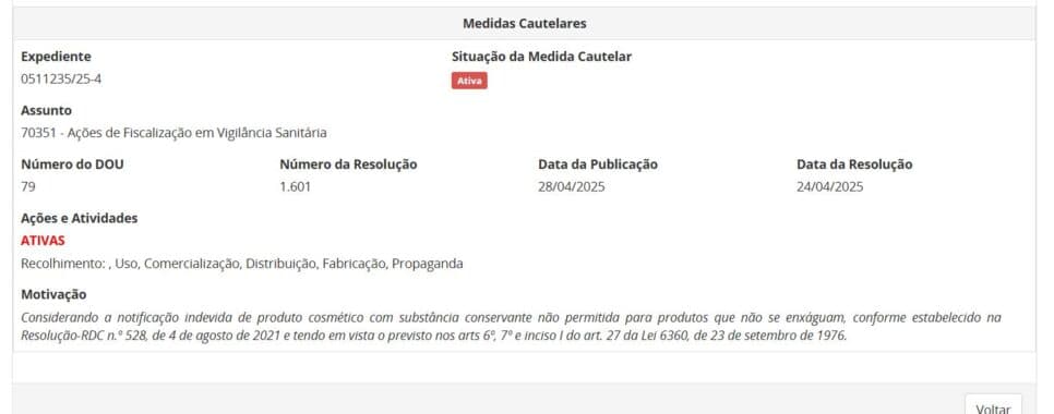 Proibição da ANVISA contra o óleo Dermex pt 1 (Foto Reprodução/ANVISA)