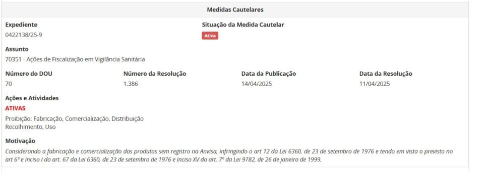 Resolução da ANVISA com ação contra lotes de sabonete parte 1 (Foto Reprodução/ANVISA)