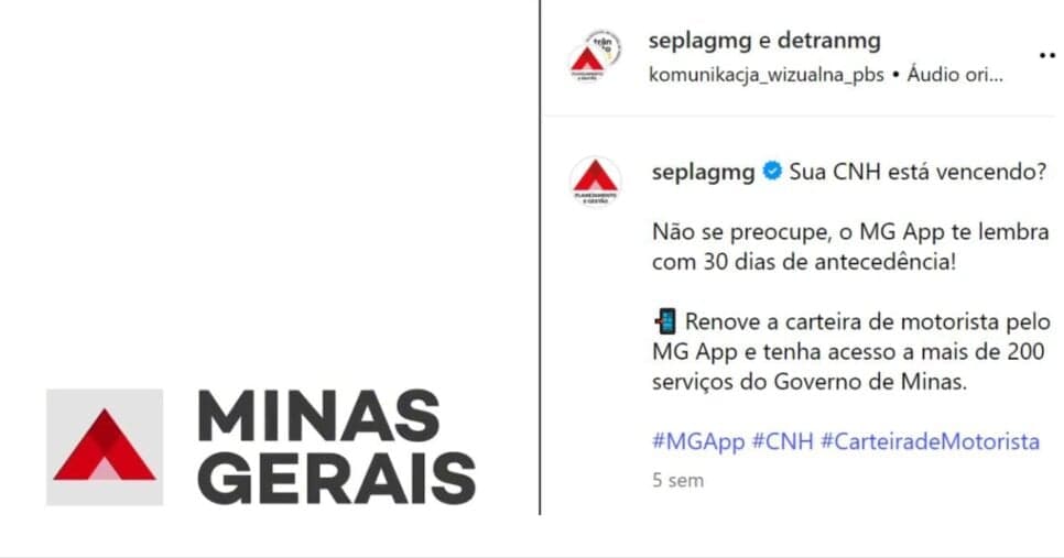 Alerta do Detran MG