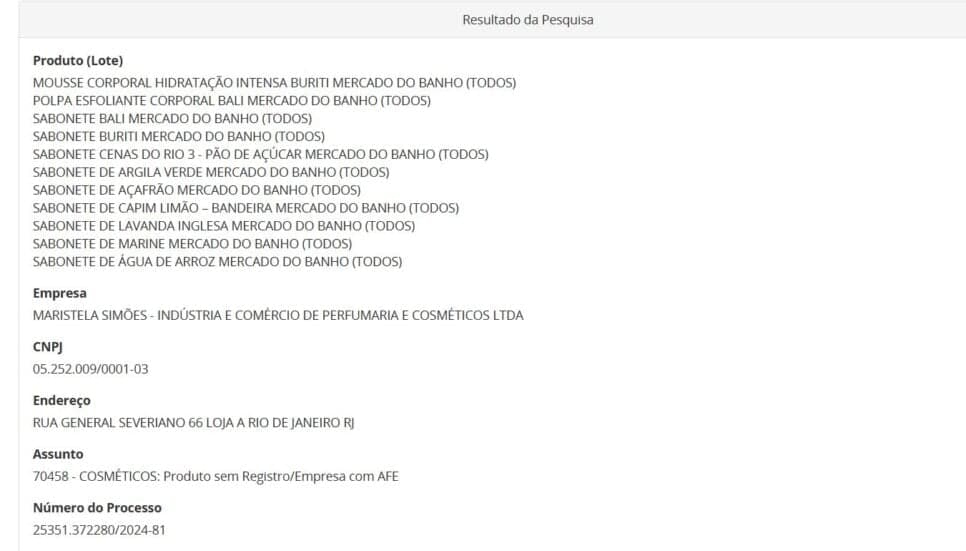 Resolução da ANVISA com ação contra lotes de sabonete parte 1 (Foto Reprodução/ANVISA)
