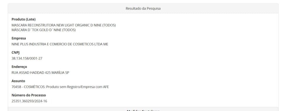 Resolução da ANVISA com ação contra creme de hidratação capilar parte 1 (Foto Reprodução/ANVISA)