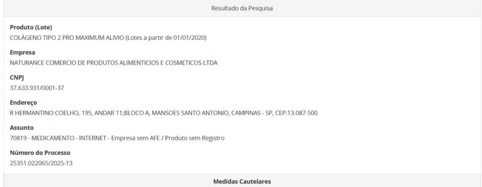 Resolução da ANVISA pt 1 contra lotes de colágeno (Foto Reprodução/ANVISA)