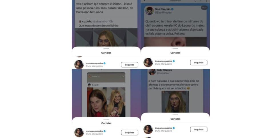 Curtidas de Bruna Marquezine em publicações (Foto: Reprodução / Instagram) 