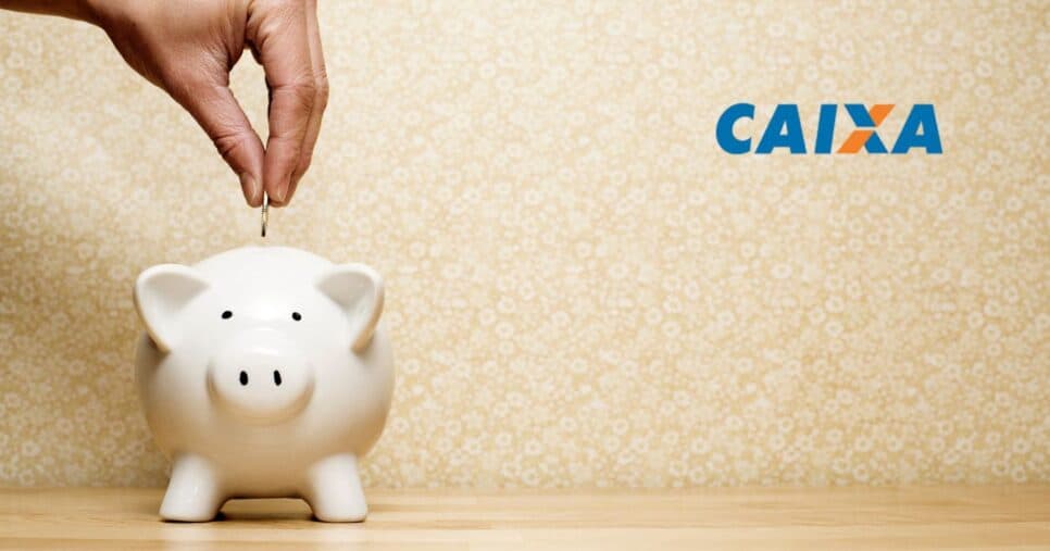 Ilustração poupança e logo da Caixa (Fotos: Reproduções / Canva / Internet)