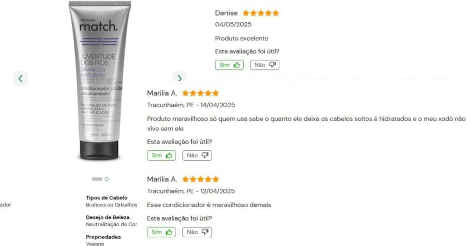 Avaliações reais das usuárias da linha (Foto Reprodução/Boticário) Avaliações reais das usuárias da linha (Foto Reprodução/Boticário)
