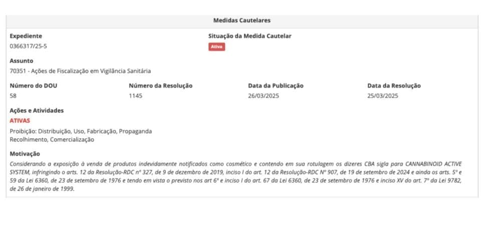 Medida da Anvisa contra produtos da Portier (Foto: site oficial)