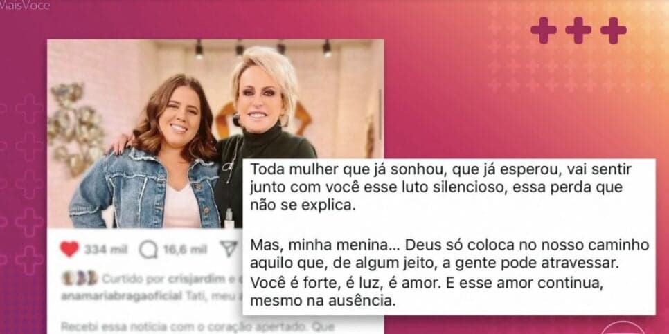 Mensagem de Ana Maria (Foto: Reprodução / Globo) Mensagem de Ana Maria (Foto: Reprodução / Globo)