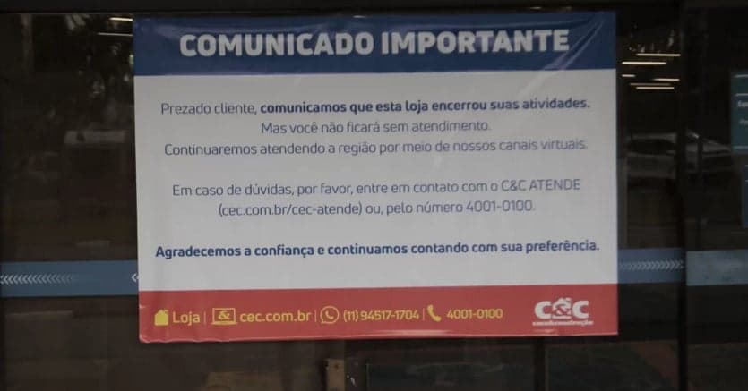 Comunicado da C&C (Casa & Construção) (Foto: Reprodução / Denny Cesare)


