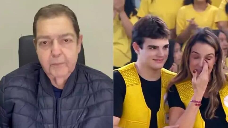 Fausto Silva manda vídeo a esposa e filhos no Domingo Legal (Foto: Reprodução/ SBT)