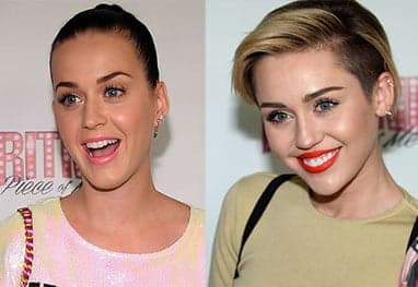 Katy Perry e Miley Cyrus no tapete vermelho da residência de Britney em Vegas