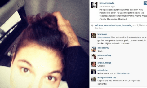 Isis Valverde anuncia em rede social que em breve tirará o colar cervical