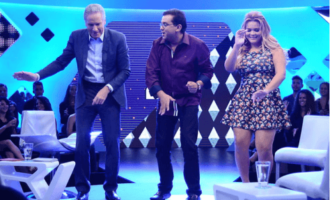 Roberto Justus, Geisy Arruda e Geraldo Luís dançam 'Lepo-Lepo' na gravação do "Roberto Justus +"