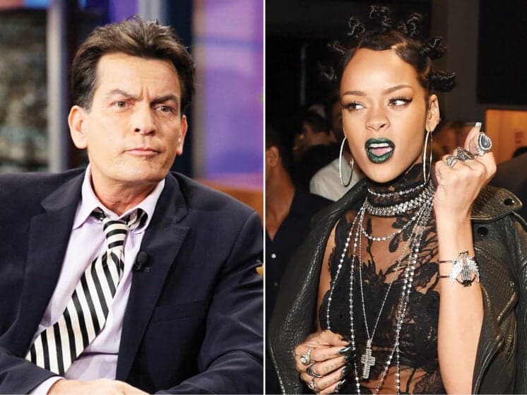 ‘‘Eu nem sabia que esse velho estava lá’’, diz Rihanna sobre Charlie Sheen