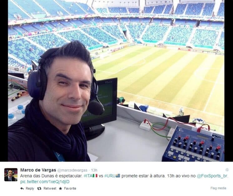 Marco de Vagas, narrador da Fox Sports, é furtado em Natal e lamenta nas redes sociais