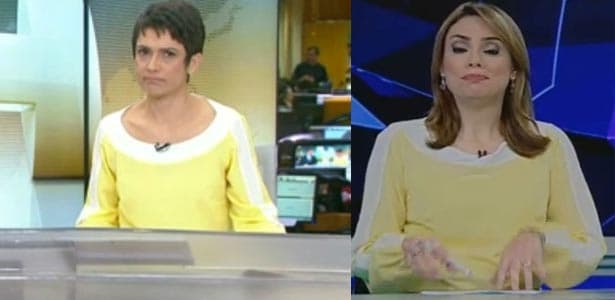 Deselegante? Sandra Annenberg repete roupa de Rachel Sheherazade