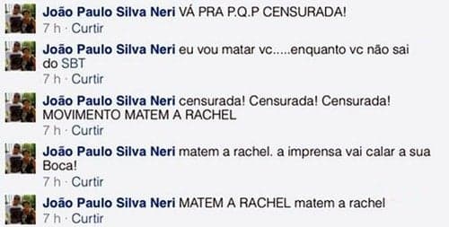 Rachel Sheherazade denuncia internauta que a ameaçou de morte
