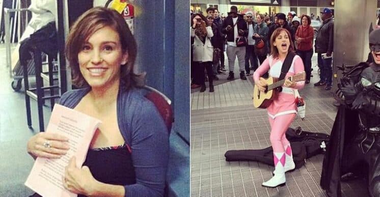 Falta de dinheiro? Ex-Power Ranger rosa canta nas ruas