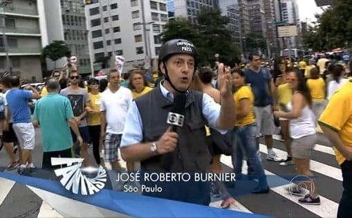 Repórteres da Globo usam kit de guerra para cobrir manifestações