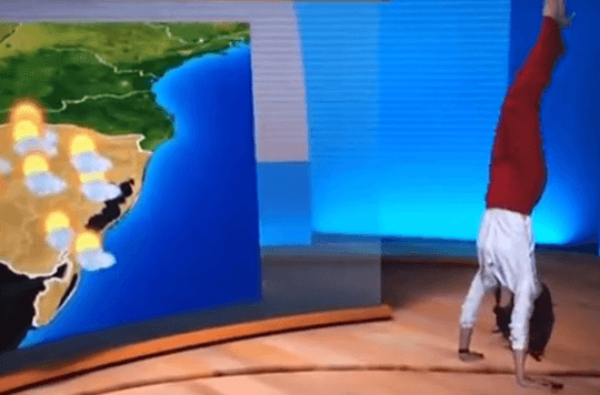 Garota do tempo da Globo planta bananeira ao resolver se demitir de maneira inusitada; assista!