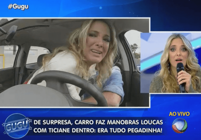 Apavorada, Ticiane Pinheiro tenta fugir por janela de carro em movimento