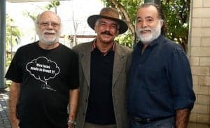 Tonico Pereira, Jackson Antunes e Tony Ramos celebram lançamento da novela (Foto: Raphael Dias/ Globo)