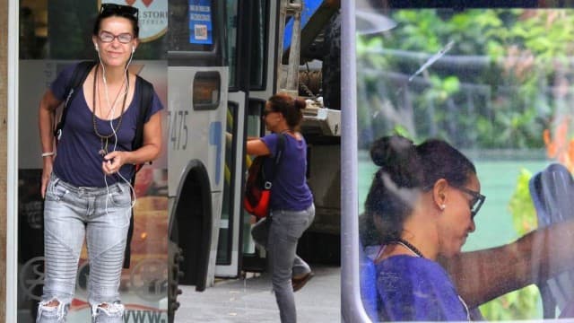Atriz Lucélia Santos é flagrada pegando ônibus no Rio