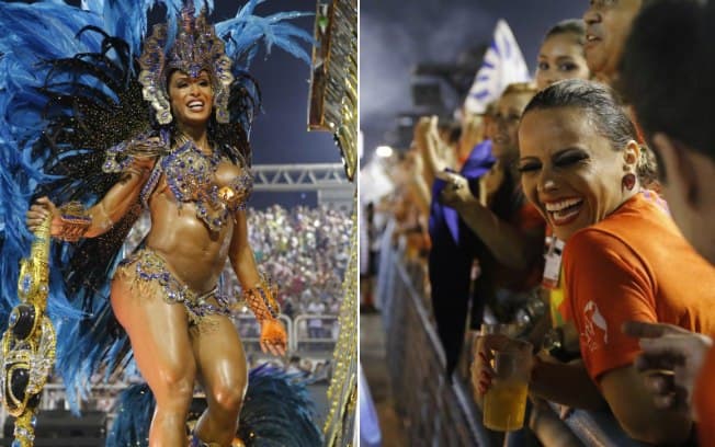 Ex de Belo, Viviane Araújo dá gargalhadas ao ver Gracyanne Barbosa desfilar