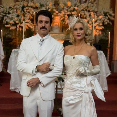 Eriberto Leão e Flávia Alessandra gravam cena de casamento em “Êta mundo bom!”