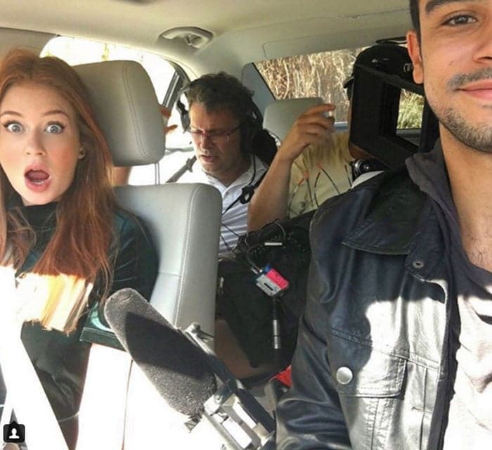 Marina Ruy Barbosa mostra gravação da cena do sequestro de Eliza