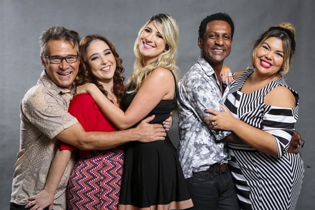 Nelson Freitas, Débora Lamm, Dani Calabresa, Luis Miranda e fabiana Karla (Foto: Globo/Tata Barreto)