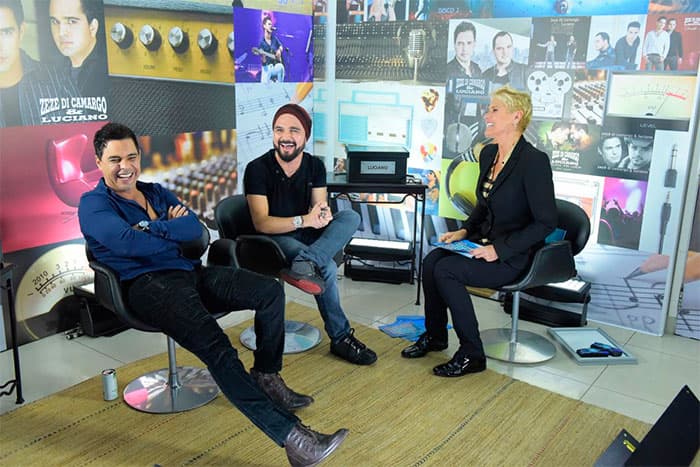 Xuxa invade show de Zezé di Camargo e Luciano para gravação