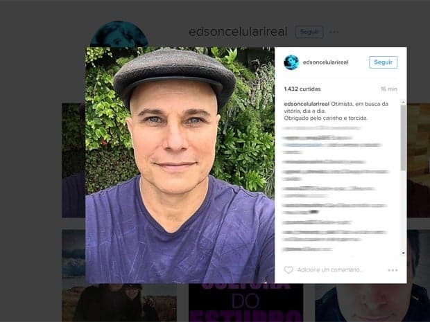 "Em busca da vitória", diz Edson Celulari ao postar foto