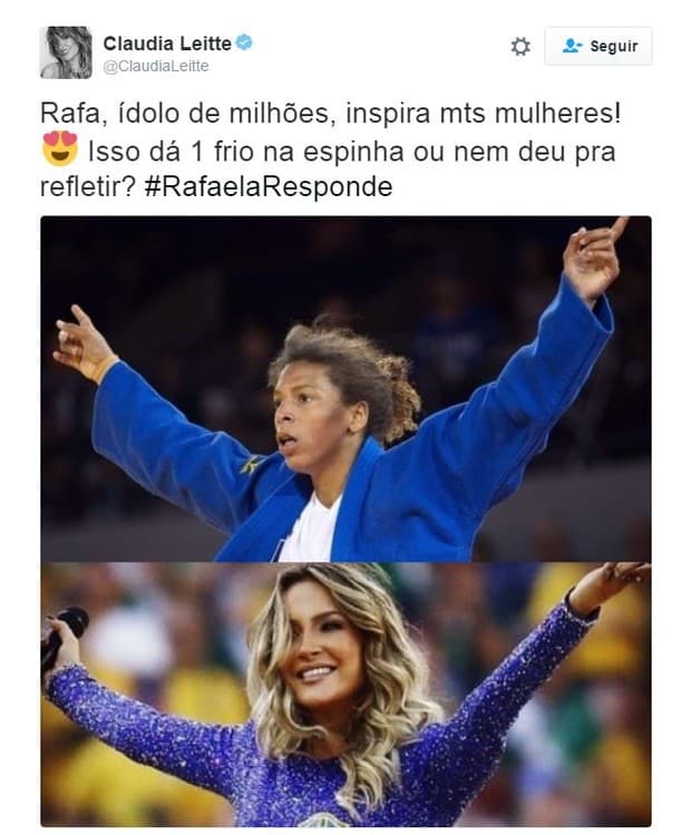 Claudia Leitte é detonada ao postar foto parecida com Rafaela Silva