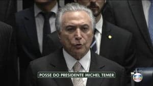 Michel Temer durante a posse no Senado, ontem (31) (Foto: Reprodução/Globo)