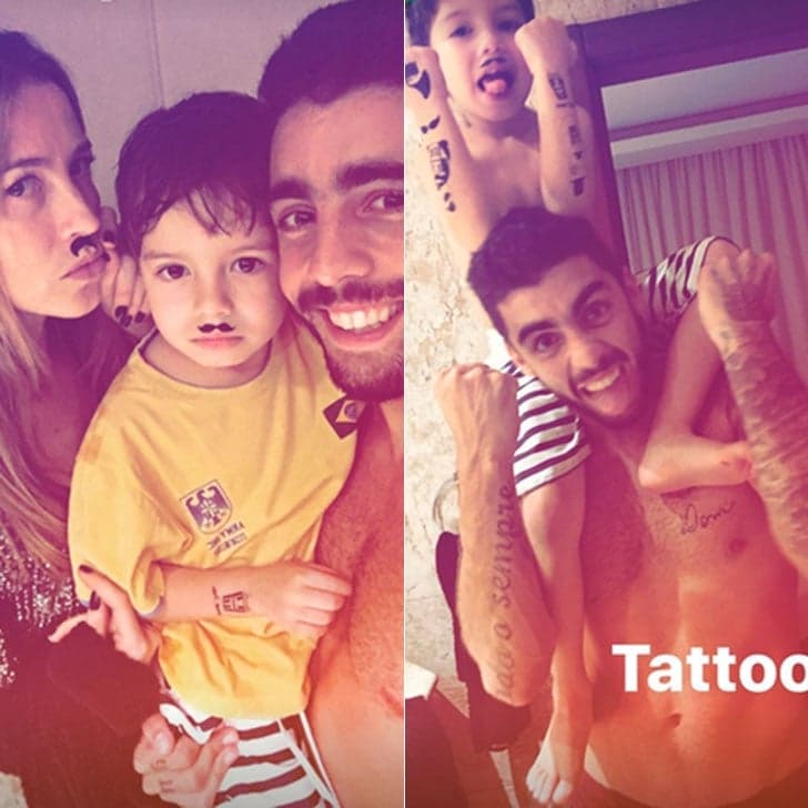 Luana Piovani e Pedro Scooby posam juntos brincando com o filho