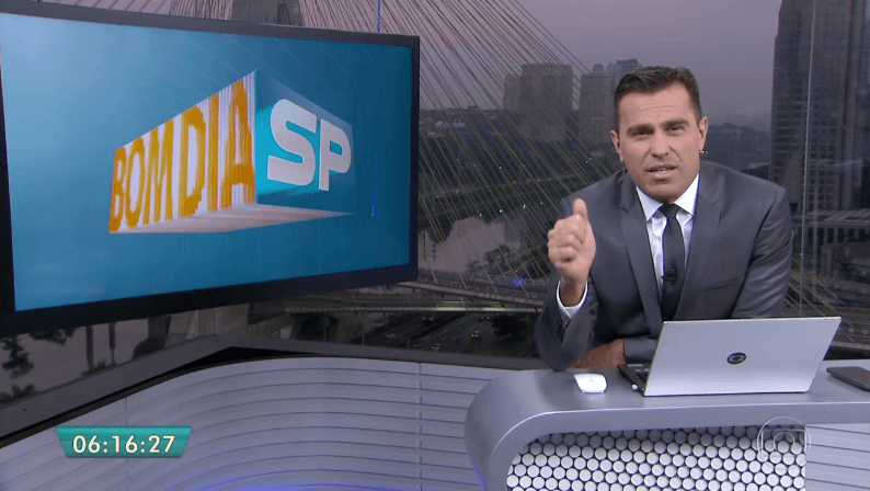 Rodrigo Bocardi durante o "Bom Dia São Paulo" (Foto: Reprodução/Globo) Rodrigo Bocardi durante o "Bom Dia São Paulo" (Foto: Reprodução/Globo)