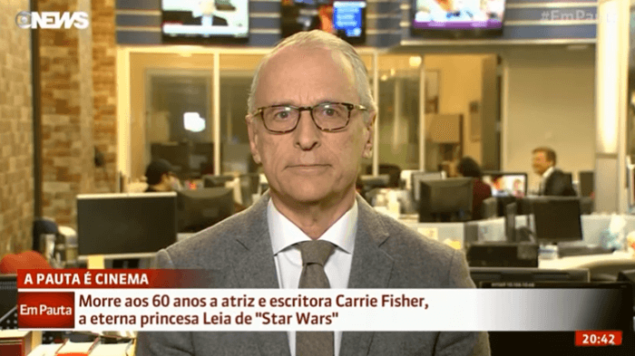 Jorge Pontual pede desculpas após piada sobre morte de Carrie Fisher