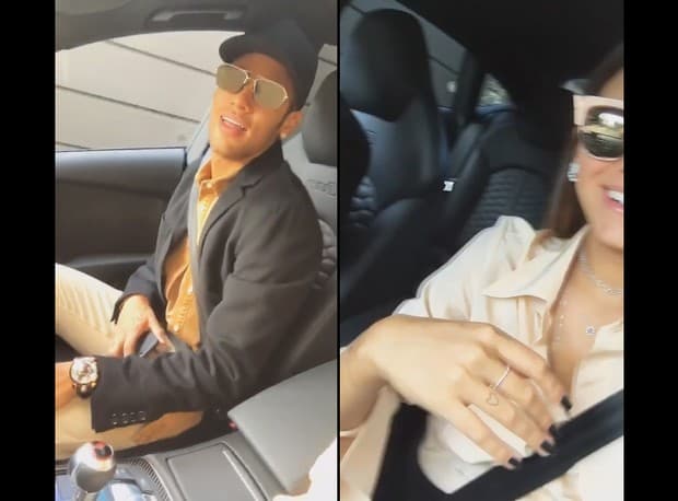 Ao lado de Bruna Marquezine, Neymar aparece cantando e fazendo passinhos