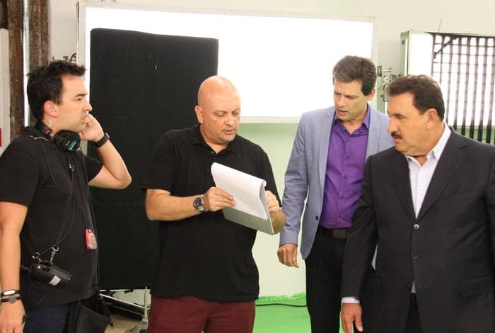 Ratinho comemora aniversário gravando com Celso Portiolli; veja as fotos!