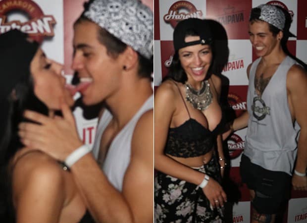 MC Biel aparece lambendo blogueira em camarote em Salvador
