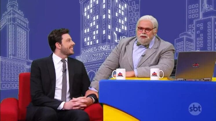 Danilo Gentili recria "Jô Soares Onze e Meia" e "recebe" o apresentador