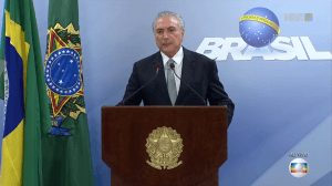 O presidente segundo sol Michel Temer durante pronunciamento, ao vivo, na Globo (Foto: Reprodução/Globo)