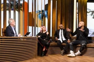 Pedro Bial, Priscilla Alcântara, Vinicius Rodrigues e Ton Carfi (Foto: Globo/Ramón Vasconcelos)
