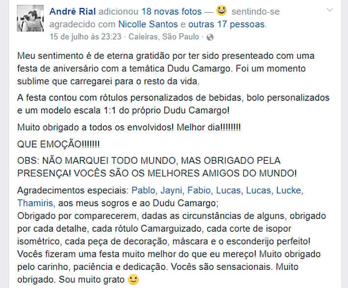 Dudu Camargo vira tema de festa (Foto: Reprodução) Dudu Camargo vira tema de festa (Foto: Reprodução)