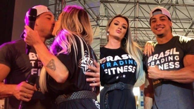 Após separação, Felipe Franco se declara para Juju Salimeni e a beija em evento