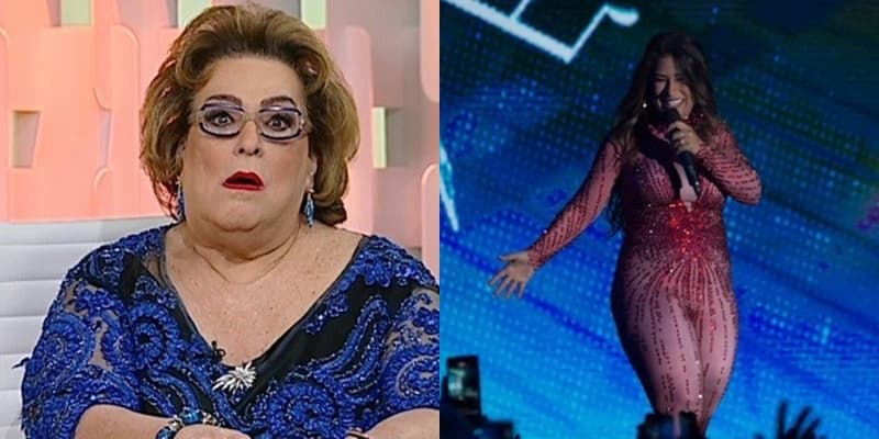 Mamma Bruschetta detonou roupa usada por Simone, da dupla com Simaria, usado no Prêmio Multishow 2017. (Foto: Montagem/TV Foco) Mamma Bruschetta detonou roupa usada por Simone, da dupla com Simaria, usado no Prêmio Multishow 2017. (Foto: Montagem/TV Foco)