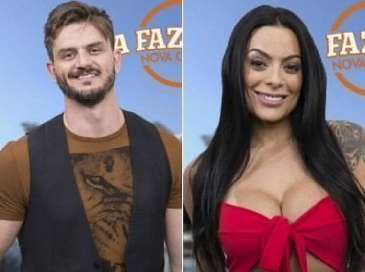Marcos Härter e Monique Amin se beijam durante festa em "A Fazenda"