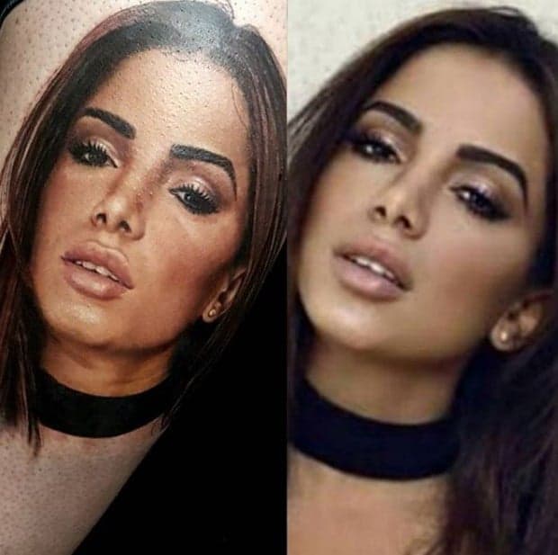Fã faz tatuagem realista da cantora Anitta e impressiona