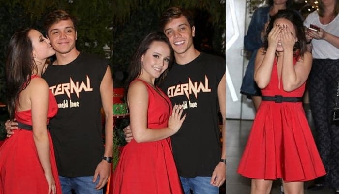 Larissa Manoela faz festa de aniversário e ganha beijo na boca do novo namorado